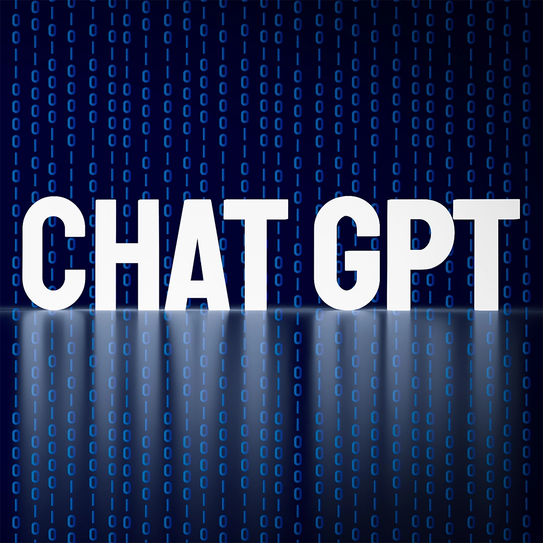 Chat GPT letters on blue background.